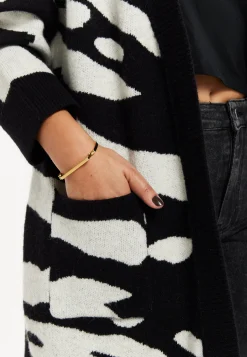 Women's Long Open Cardigan in Multi-Coloured Zebra Print with Oversized Fit by Liquorish