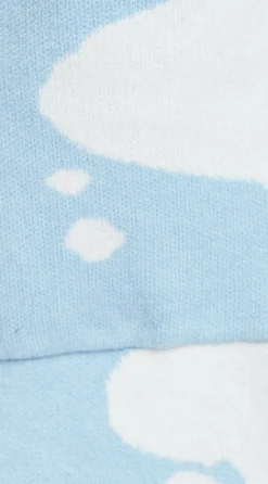 Women's Longline Cardigan in Light Blue with Cloud Pattern and Open Front Design - Liquorish
