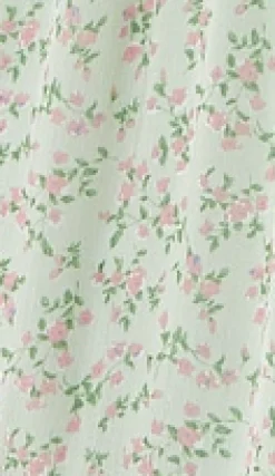 Women's Maxi Dress in Green and White with 3/4 Sleeves and Button Details - Liquorish