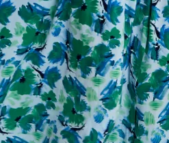 Women's Maxi Dress in Green and Blue with Flouncy Sleeves and Side Tie-Up - Liquorish