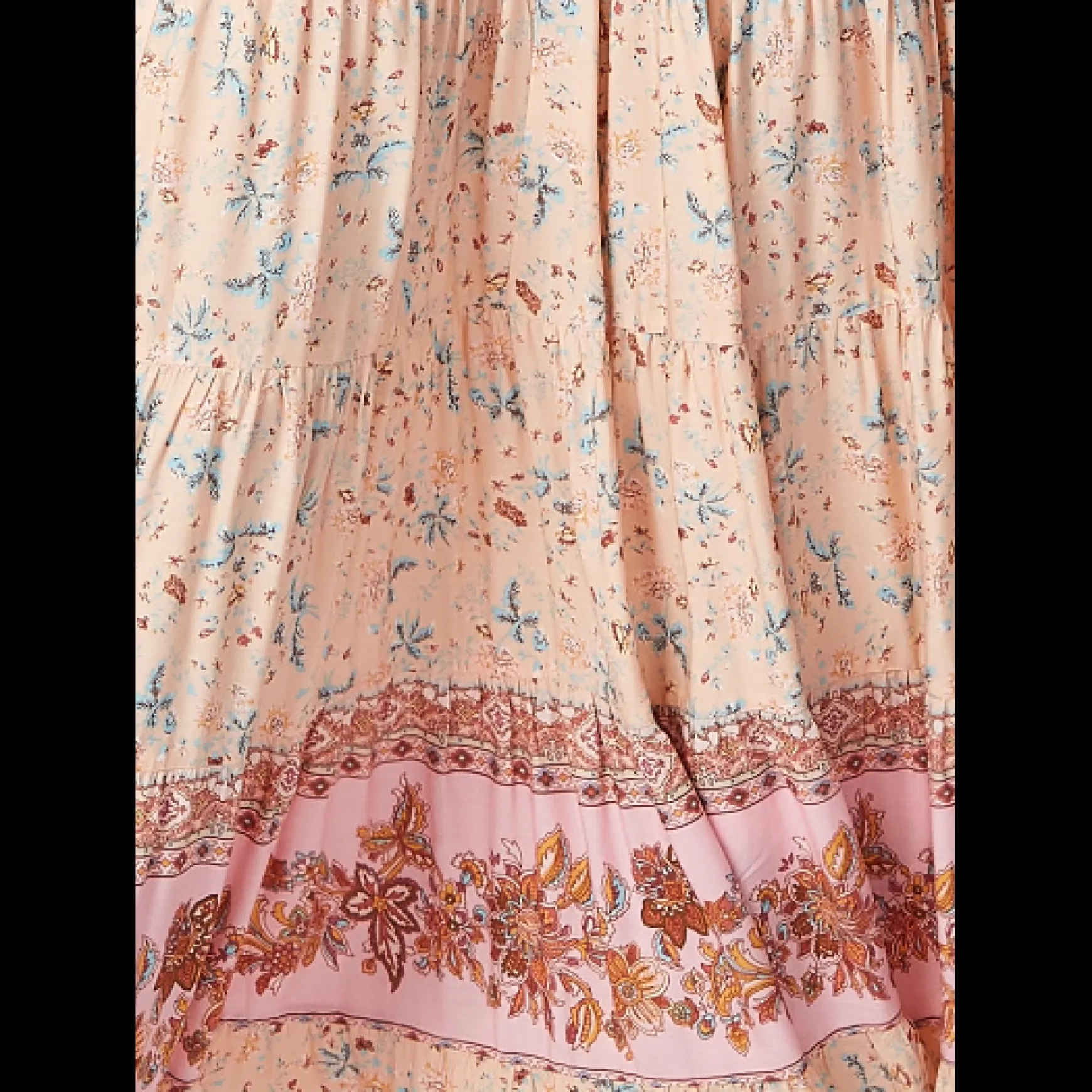 Women's Maxi Dress in Nude Floral Print with Sleeveless Design and Tie Back Detail - Liquorish
