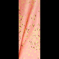 Women’s Maxi Dress in Peach with Cowl Neck, Spaghetti Straps, and Abstract Animal Print
