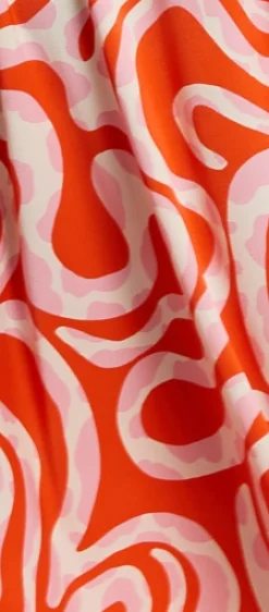 Women's Maxi Dress in Pink and Red Abstract Print, Sleeveless Halter Neck Smock Style, Effortless Elegance by Liquorish
