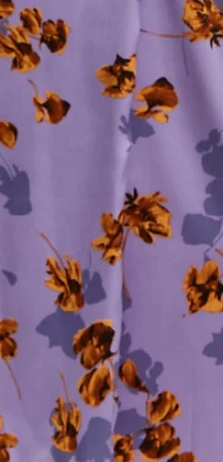 Women's Maxi Dress in Purple Floral with V Neck, Short Sleeves, Wrap Style, Midi Length - Liquorish