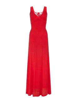 Women’s Maxi Dress in Red with Sleeveless Design and Open Back Detail, Perfectly Dazzling - Liquorish