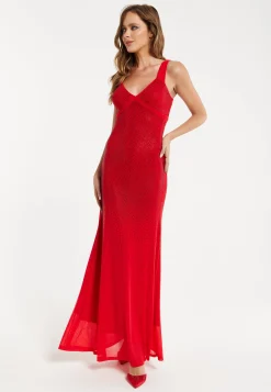 Women’s Maxi Dress in Red with Sleeveless Design and Open Back Detail, Perfectly Dazzling - Liquorish