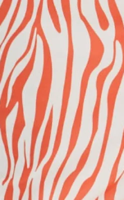 Women's Maxi Dress in Vibrant Orange and White Zebra Print with Front Slit and Tie Detail