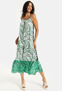 Women's Maxi Dress with Adjustable Straps and Relaxed Fit in Contrast Colours - Liquorish