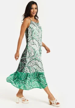 Women's Maxi Dress with Adjustable Straps and Relaxed Fit in Contrast Colours - Liquorish