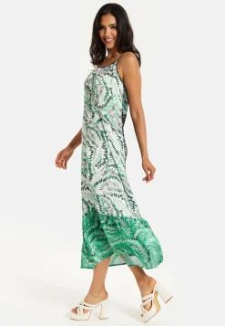 Women's Maxi Dress with Adjustable Straps and Relaxed Fit in Contrast Colours - Liquorish