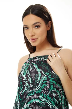 Women's Maxi Dress with Adjustable Straps and Relaxed Fit in Contrast Colours - Liquorish