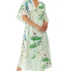 Women's Maxi Dress with Kimono Sleeves in Mint Green - Flattering Wrap Style and Charming Bird Print by Liquorish