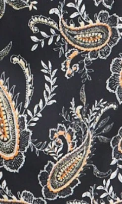 Women’s Maxi Dress with Kimono Sleeves and Orange Lace, Black Floral Print Wrap Design, Elegant Style by Liquorish