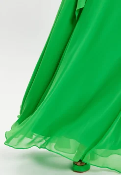 Women's Maxi Dress with Leaf Detail and Tie Waist in Green - Elegant Design by Liquorish