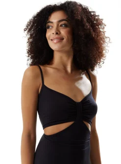 Women's Midi Dress, Elegant Black Cami Dress with Alluring Cut-Out Details