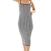Women’s Midi Dress in Black and White Check - Sleeveless Knitted Fabric with Fitted Silhouette