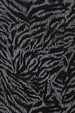 Women's Midi Dress in Black and Grey Zebra Print with Short Sleeves - Liquorish