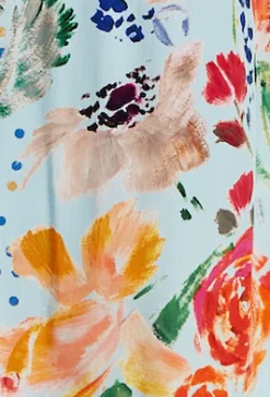 Women's Midi Dress in Blue with Floral Print, Sleeveless Asymmetrical Design and Open Back - Liquorish