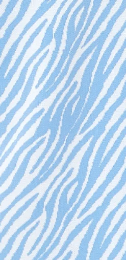 Women's Midi Dress in Blue and White Zebra Knit with Sleeveless Design
