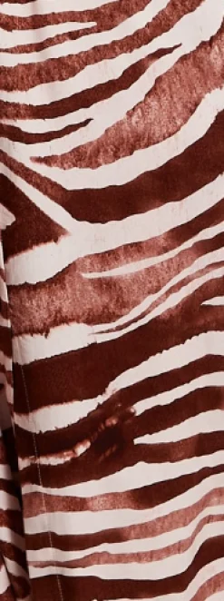 Women's Midi Dress in Brown Zebra Print with Long Sleeves - Button Up Shirt Dress with Tie Waist by Liquorish