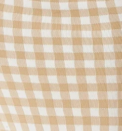 Women's Midi Dress in Cream and White Check - Sleeveless, Flattering Fitted Style, Timeless Pattern
