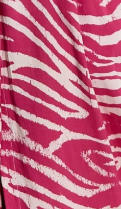 Women's Midi Dress in Fuchsia Zebra Print with Long Sleeves - Button Up Shirt Dress with Tie Waist by Liquorish