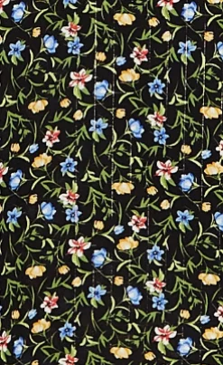 Women's Midi Dress in Green Floral with Long Puffy Sleeves and Neck Tie Detail - Liquorish