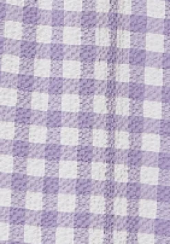 Women's Midi Dress in Lilac and White Gingham with Long Sleeves - Perfect for City Outings, Family Lunch, and the Pub - Liquorish
