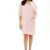 Women's Midi Dress in Pink with 3/4 Sleeves and Pockets - Liquorish