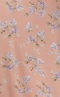 Women’s Midi Dress in Pink with Short Sleeves and Tie Waist - Floral Print by Liquorish