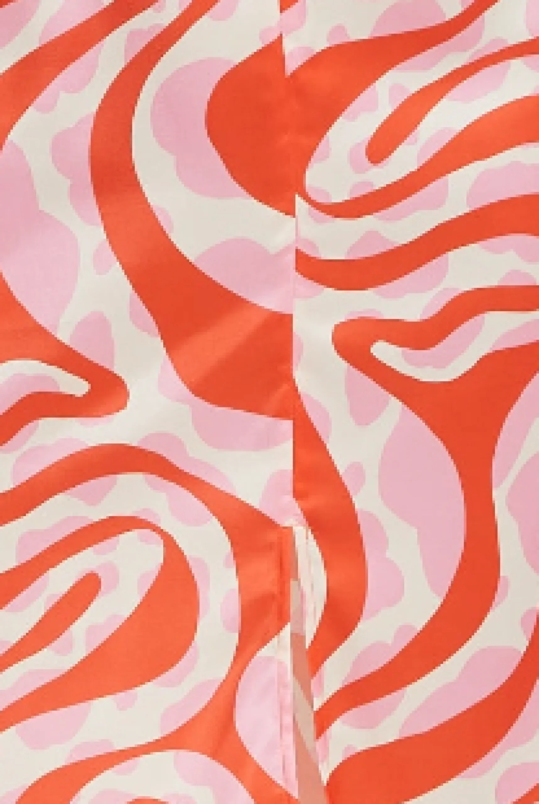 Women's Midi Dress in Pink and Red Abstract Print with Frill Details and Short Sleeves - Liquorish