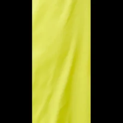 Women's Midi Dress in Yellow Satin with Spaghetti Straps and Deep V Neck - Liquorish