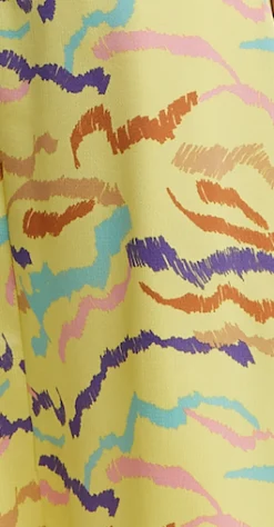 Women's Midi Dress in Yellow with Kimono Sleeves and Abstract Zebra Print - Liquorish