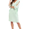 Women's Midi Dress with 3/4 Sleeves in Turquoise - Relaxed Fit with Pockets by Liquorish
