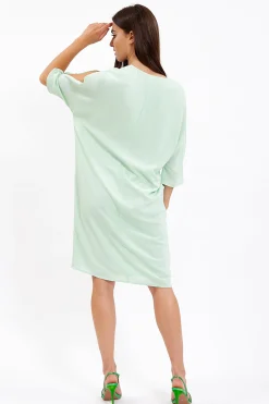 Women's Midi Dress with 3/4 Sleeves in Turquoise - Relaxed Fit with Pockets by Liquorish