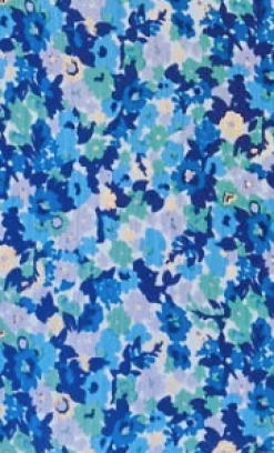 Women's Midi Dress with Frill Sleeves in Blue - Floral & Foil Print by Liquorish