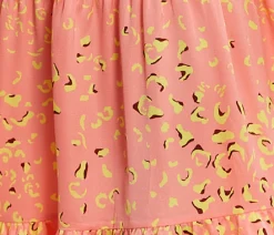 Women's Midi Dress with Kimono Sleeves in Peach - Abstract Animal Print by Liquorish