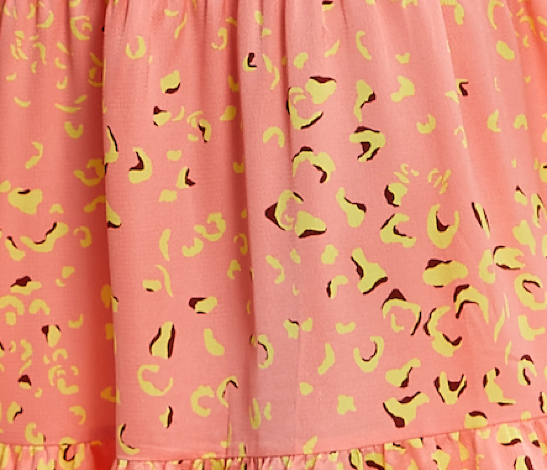 Women's Midi Dress with Kimono Sleeves in Peach - Abstract Animal Print by Liquorish