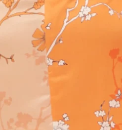Women's Midi Dress with Long Kimono Sleeves in Orange Oriental Print - Liquorish