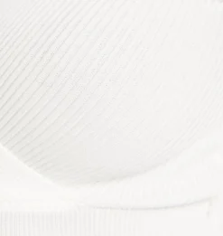 Women’s Midi Dress with Long Sleeves in White - Cut Out Front Ribbed Knit Design by Liquorish