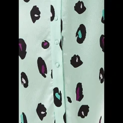 Women's Midi Dress with Off Shoulder Sleeves in Mint Animal Print - Liquorish