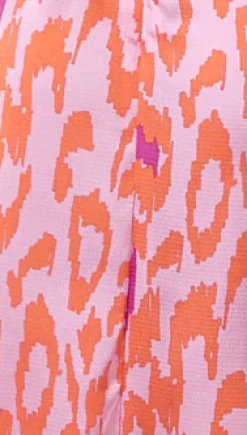 Women's Midi Dress with Off Shoulder Sleeves in Pink Animal Print, Stylish and Chic - Liquorish