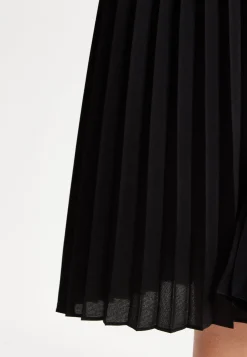 Women's Midi Dress with Pleat Details in Black, V Neck and Sleeveless Design, by Liquorish