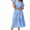 Women’s Midi Dress with Short Sleeves in Blue - Effortless Elegance by Liquorish