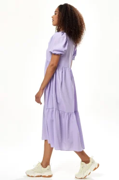 Women's Midi Dress with Short Sleeves in Lilac - Divine Grace by Liquorish