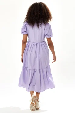 Women's Midi Dress with Short Sleeves in Lilac - Divine Grace by Liquorish