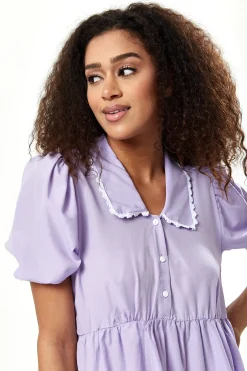 Women's Midi Dress with Short Sleeves in Lilac - Divine Grace by Liquorish