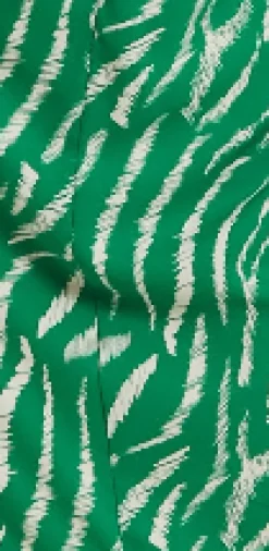 Women's Midi Dress with Short Sleeves in Green Zebra Print and Knot Front Design - Liquorish