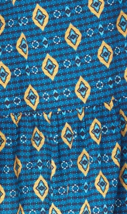 Women's Midi Dress with Sleeveless Design in Blue, Yellow & Navy - Tiered Skirt Detail by Liquorish