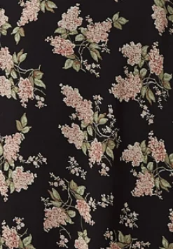 Women's Midi Dress with Tie Waist and Short Sleeves in Navy - Floral Print, Regular Fit by Liquorish
